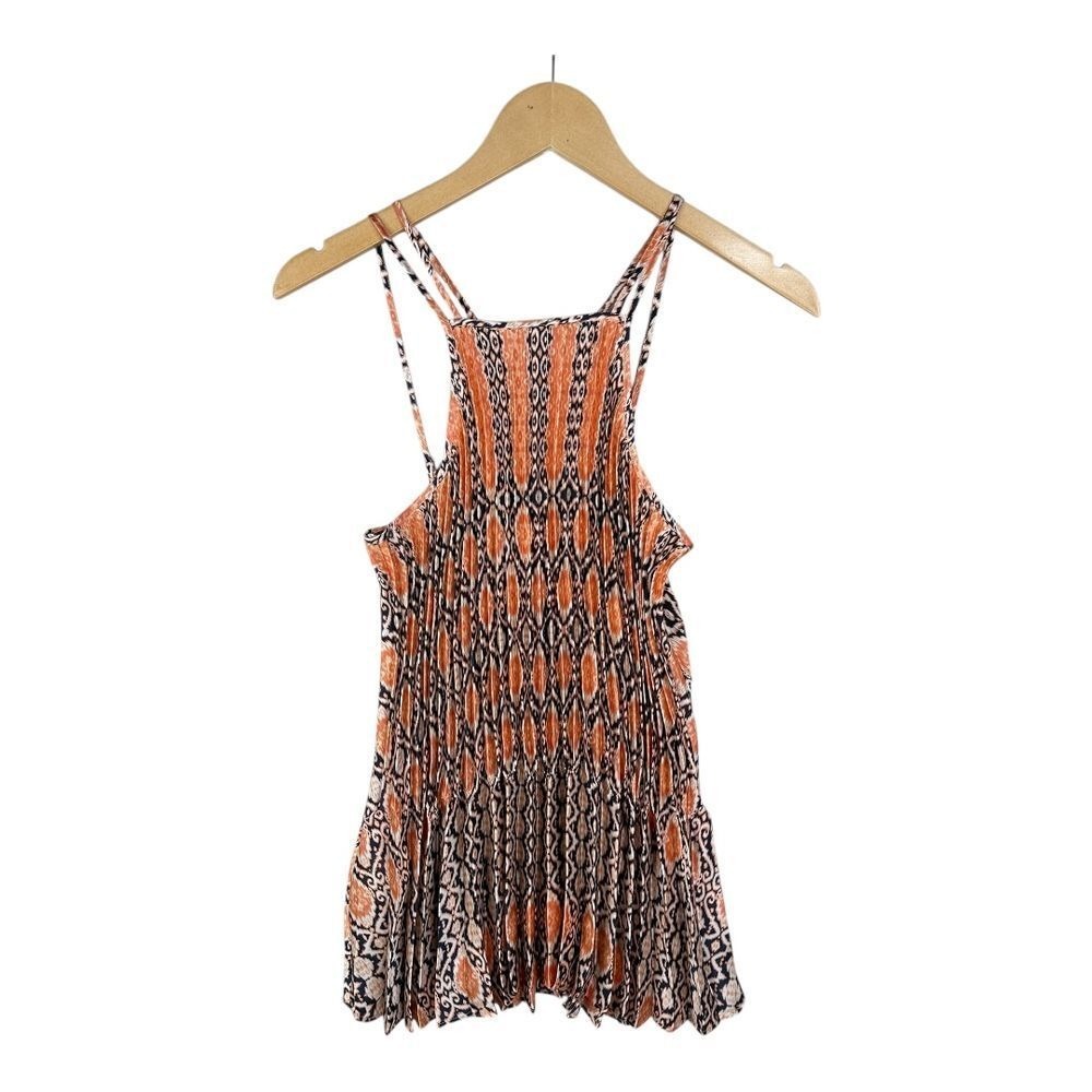 BCBGeneration Geometric Pleated Mini Dress Size Small Orange